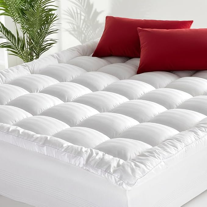 California King Mattress Topper, Premium 100% Cotton Top Soft Quilted Pillow Top Mattress Pad, Cooling Breathable Mattress Protector, 8-22" Deep Pocket Design(72 x 84 Inches, White)
