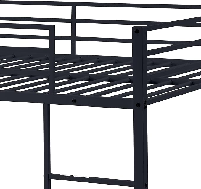 Full Over Full Bunk Bed, Metal Full Size Bunk Beds with Guardrail, Bunk Bed for Adults, Teens, Heavy Duty Bunk Beds Full Size,Safety Guardrail & Ladders, Space-Saving Design, No Box Spring Needed