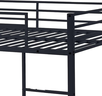Full Over Full Bunk Bed, Metal Full Size Bunk Beds with Guardrail, Bunk Bed for Adults, Teens, Heavy Duty Bunk Beds Full Size,Safety Guardrail & Ladders, Space-Saving Design, No Box Spring Needed
