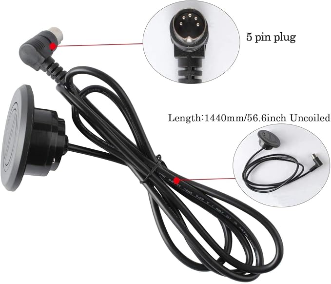 Podoy Electric Recliner Switch Replacement with 2 Button 5 pin Plug Universal Fixed Power Recliner Lift Chair, Stand Sofa with 90 Degree Plug Electric Round Hand Control Handset(2 Pack)