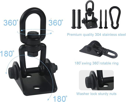 HOMPER Hammock Hanging Kit, 1000 lb Capacity Heavy Duty 360° Rotate Swing Hooks for Chair, Yoga, Outdoor Patio Porch,Black