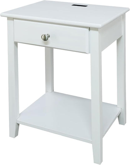 Casual Home Owl White Night Stand with USB Port , 17.5 in x 14.25 in x 24.5 in (W x L x H)