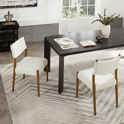 KISLOT Upholstered Dining Chairs Set of 2, Solid Wood Armless Kitchen Chairs with Soft Polyester Fabric, Modern Dining Room Seating, Linen