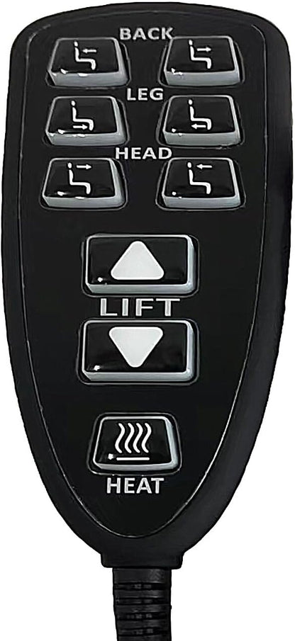 Recliner Remote Replacement for Raffel Systems HC HR3B 01 | 9 Button Hand Control with a Junction Box Combo for Raffel Systems Back,Leg,Headrest,Lift（open-close）and Heat