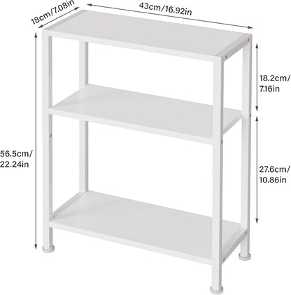 3-Tier Side Table, Small End Table, Sofa Side Table for Narrow Spaces, Slim End Table, Skinny Nightstand Table for Living Room Bedroom Office, White