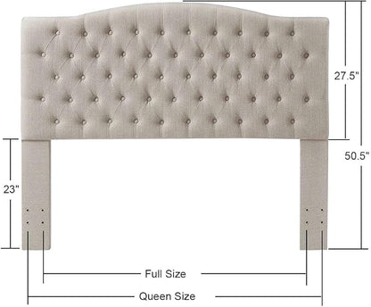 24KF Upholstered Tufted Button Linen Fabric Headboard,Comfortable Fashional Headboard Queen/Full Size,Linen