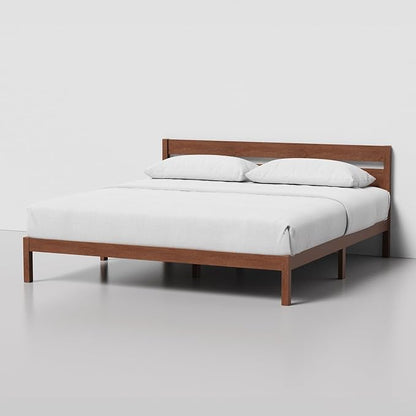 LIFEMENT Classic Wood Platform Bed Frame with Headboard, Essential, Noise Free, Under Bed Storage, No Box Spring Needed, Easy Assembly (Cherry, King (U.S. Standard))