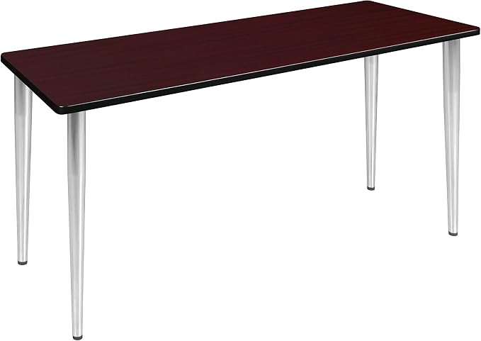 Romig Arco 60 x 24 in. Training Seminar Table- Mahogany Top, Chrome Tapered Legs