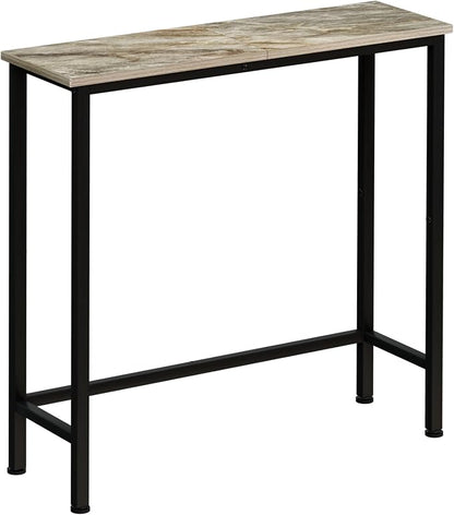 Narrow Console Table, 29.5" Small Entryway Table, Thin Hallway Tables, Slim Sofa Side Tables for Hallway, Living Room, Bedroom, Foyer, Marbleized Grey