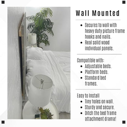 Barn Walls Solid Wood Headboard Gray Fog Oil-Based Finish with Smooth Natural Wood Grain, Wall-Mounted Panels, Adjustable Height, Rustic Coastal Bedroom, Built to Last, Full Size Head Board