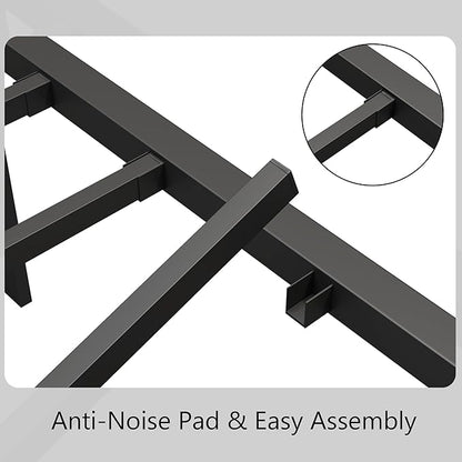 zunatu Queen Size Metal Platform Bed Frame/Victorian Style Headboard and Footboard/Steel Slat Support/Easy Assembly/No Box Spring Needed/Underbed Storage/Noise Free/Black