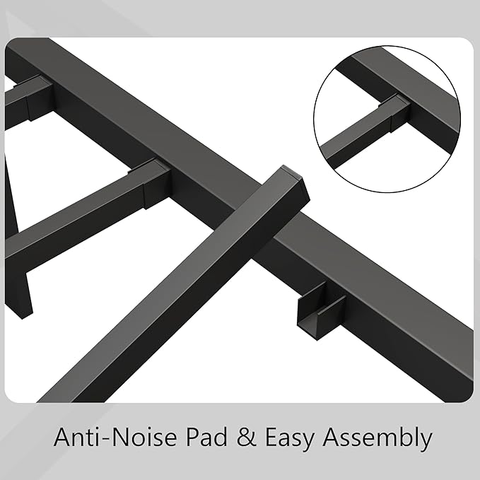 zunatu Full Size Metal Platform Bed Frame/Victorian Style Headboard and Footboard/Steel Slat Support/Easy Assembly/No Box Spring Needed/Underbed Storage/Noise Free/Black