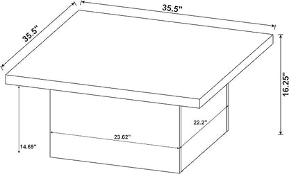 Coaster Home Furnishings - Devar - Wood - Square Coffee Table with Pedestal Base, Geometric Design and Transitional Style - Living Room - Dark Pine - 710888
