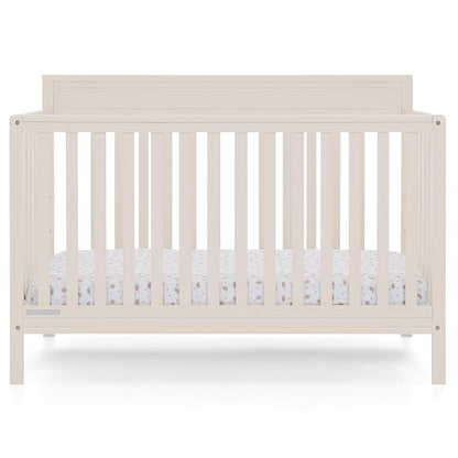 Delta Children Isabelle 6-in-1 Convertible Crib, Converts to Toddler Bed, Daybed, Sofa & Full Bed with/Without Footbaord, Greenguard Gold Certified, Mattress Heights, Soft Beige