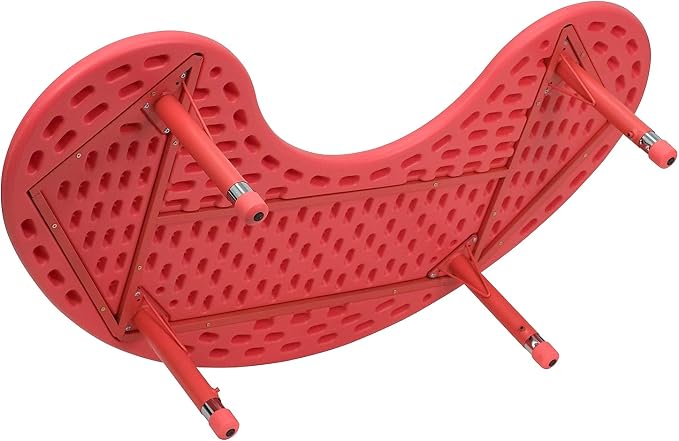 Flash Furniture 35''W x 65''L Half-Moon Red Plastic Height Adjustable Activity Table