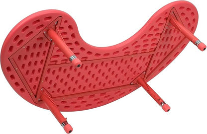 Flash Furniture 35''W x 65''L Half-Moon Red Plastic Height Adjustable Activity Table