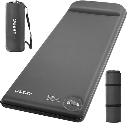OGERY Self-Inflating Sleeping Pad with Built-in Foot Pump, 3" Memory Camping Mattress Pad, Quiet & 9.5 R-Value Insulated Sleeping Mat Camping Essential Gear for Car Tent Camping