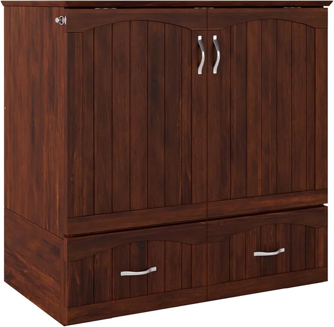 AFI, Southampton Murphy Bed Chest Twin XL with 6" Mattress, Storage Drawer & Built-in USB Charger, Walnut