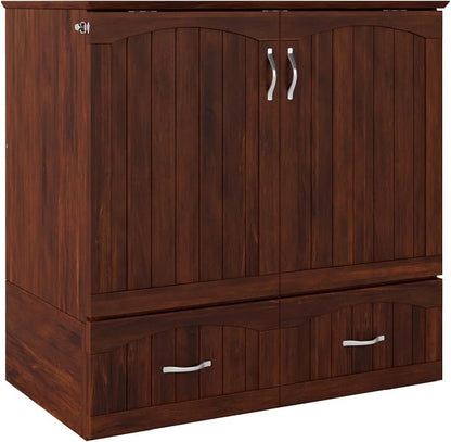 AFI, Southampton Murphy Bed Chest Twin XL with 6" Mattress, Storage Drawer & Built-in USB Charger, Walnut