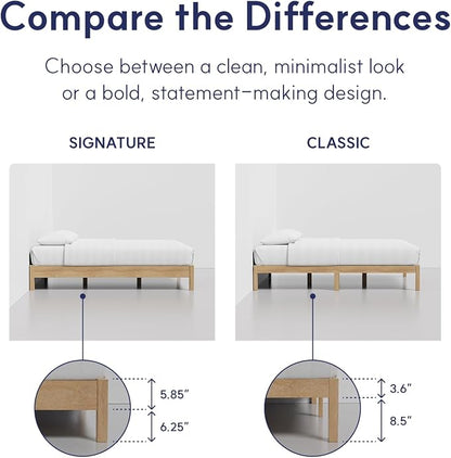 LIFEMENT Twin Bed Frame Classic Wood Platform, Noise Free, Under Bed Storage, No Box Spring Needed, Easy Assembly, Natural Walnut
