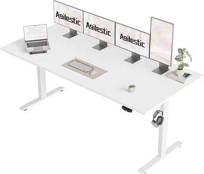 Agilestic Electric Standing Desk, 71 x 31.5 Inches Height Adjustable Desk, Sit Stand up for Work Office Home, Ergonomic Rising Computer Table with Memory Preset, White