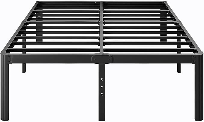 18 Inch High Platform Metal Queen Size Bed Frame, Queen Bed Frameno Box Spring Needed, Easy Assembly, Heavy Duty, Noise Free, Black