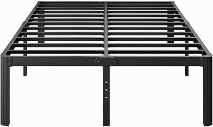 18 Inch High Platform Metal Queen Size Bed Frame, Queen Bed Frameno Box Spring Needed, Easy Assembly, Heavy Duty, Noise Free, Black