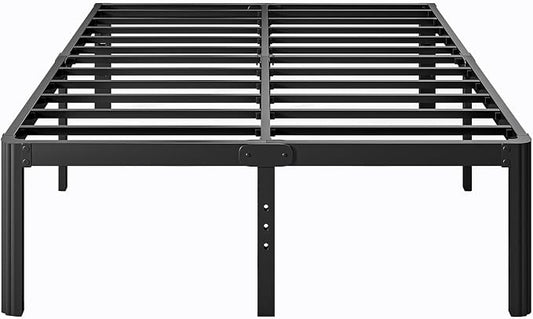 18 Inch High Platform Metal Queen Size Bed Frame, Queen Bed Frameno Box Spring Needed, Easy Assembly, Heavy Duty, Noise Free, Black