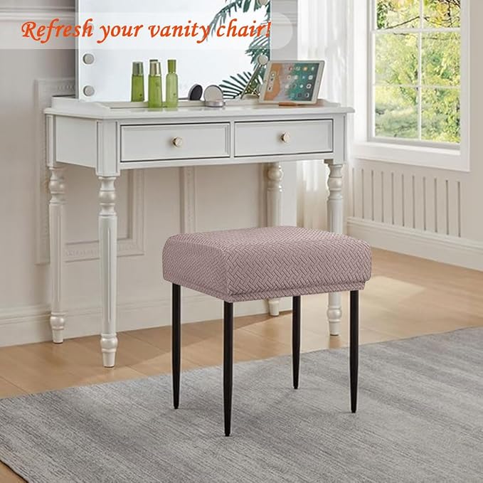 Levoberg Bar Stool Cover Rectangle Stretch Counter Height Barstool Slipcovers Rectangular Vanity Stool Cover Kitchen Counter Saddle Seat Cover for Wooden Metal Bench Set of 2 Taupe