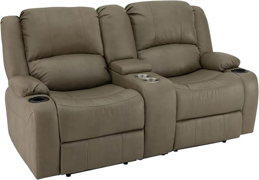 RecPro Charles 67" Powered Double RV Wall Hugger Recliner Sofa RV Loveseat with Upgraded 2023 Fabric (Putty)