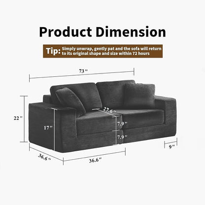 FILUXE Modular Sectional Sofa, Modern Modular Sofa Couch with Deep Seat，Comfy Cloud Couch, Sectional Couches for Living Room, Bedroom and Apartment，2-Seater，Dark Grey