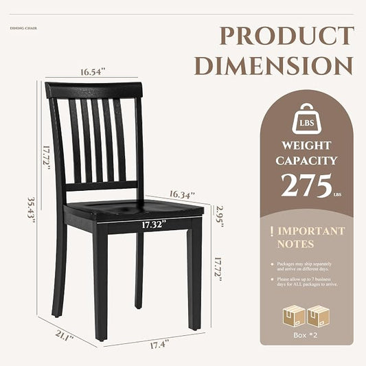COLAMY Wooden Dining Chairs Set of 4, Solid Rubberwood Kitchen & Dining Room Chairs,Windsor Style Seating, Rustic Dining Table Chairs, Non-Slip Foot Pads, Farmhouse & Traditional Seating,Dark Brown