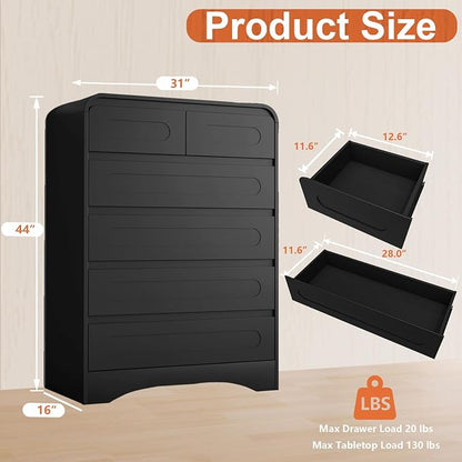 4 Piece Bedroom Set, Dresser and Nightstand Sets | Modern Wooden Large 9 Drawers Dresser and Tall 6 Drawer Dressers & Night Stand Set of 2 for Bedroom, Black