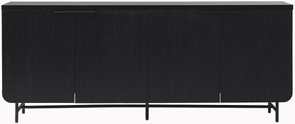 Walker Edison Reema Fluted 4-Door Kitchen Sideboard Buffet Console, 69 Inch, Black
