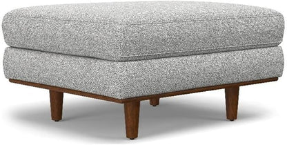 SIMPLIHOME Morrison 33-inch Wide Table Ottoman in Mist Grey Woven-Blend Fabric, Multifunctional Footrest, Coffee Table, or Extra Seating for Living Room, Mid-Century Modern Style