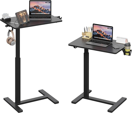 18.9 * 25.6 inches Mobile Standing Desk,C Shaped Pneumatic Adjustable Height Stand Up Desk,Ergonomic Standing Side Table for Home Office Work Computer Desk Workstation,Black