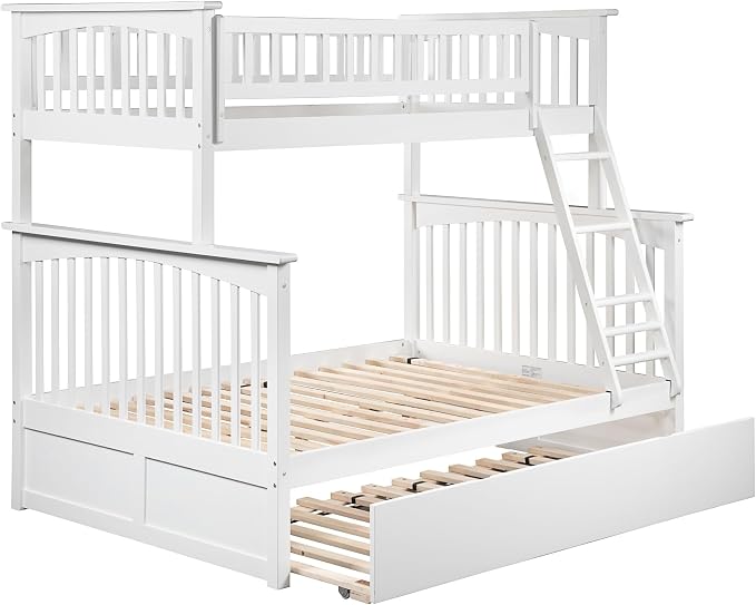 AFI, Columbia Ladder Bunk Bed Twin Over Full with Full Trundle, White