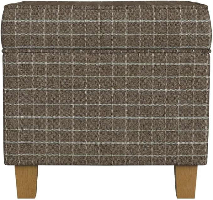 HomePop 18" Classic Square Storage Ottoman - Brown Windowpane