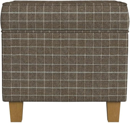 HomePop 18" Classic Square Storage Ottoman - Brown Windowpane