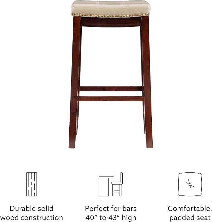 Linon Carson Cream Backless Bar Stool, Off-White