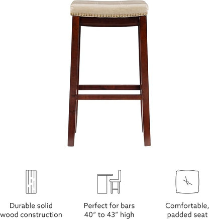 Linon Carson Cream Backless Bar Stool, Off-White