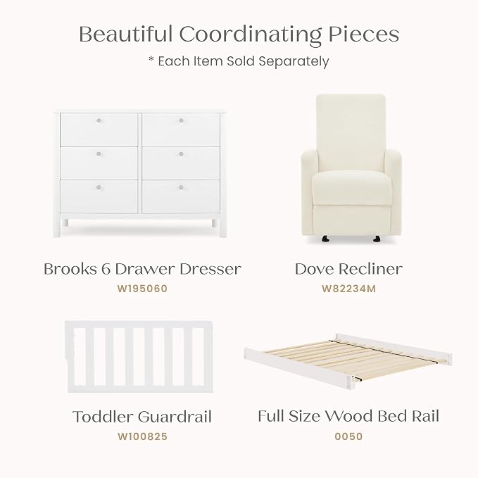 Delta Children Isabelle 6-in-1 Convertible Crib, Converts to Toddler Bed, Daybed, Sofa & Full Bed with/Without Footbaord, Greenguard Gold Certified, Mattress Heights, Bianca White