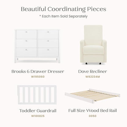 Delta Children Isabelle 6-in-1 Convertible Crib, Converts to Toddler Bed, Daybed, Sofa & Full Bed with/Without Footbaord, Greenguard Gold Certified, Mattress Heights, Bianca White