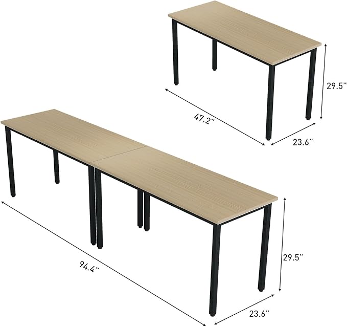 Bonzy Home Conference Tables 8ft Office Computer Desk for Meeting Room Study Writing Printer Podcast Table for 4-8 People Rustic Natural 2PCS 94.4"x23.6"x29.5"