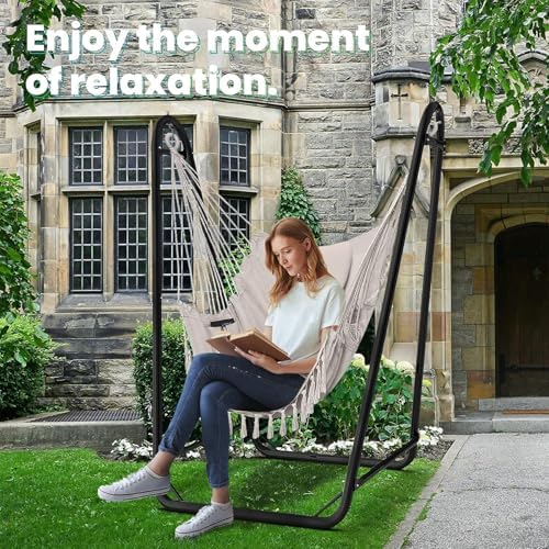 TOREVISIOR Hammock Chair with Stand, 350 lbs Swing Chair for Indoor Outdoor