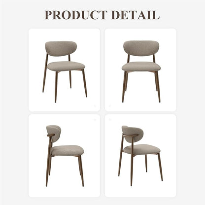 MALOL Upholstered Dining Chairs Set of 4, Curved Back Kitchen Chairs with Metal Legs and Anti Slip Pads, Dining Room Chair for Home and Restaurant, Camel