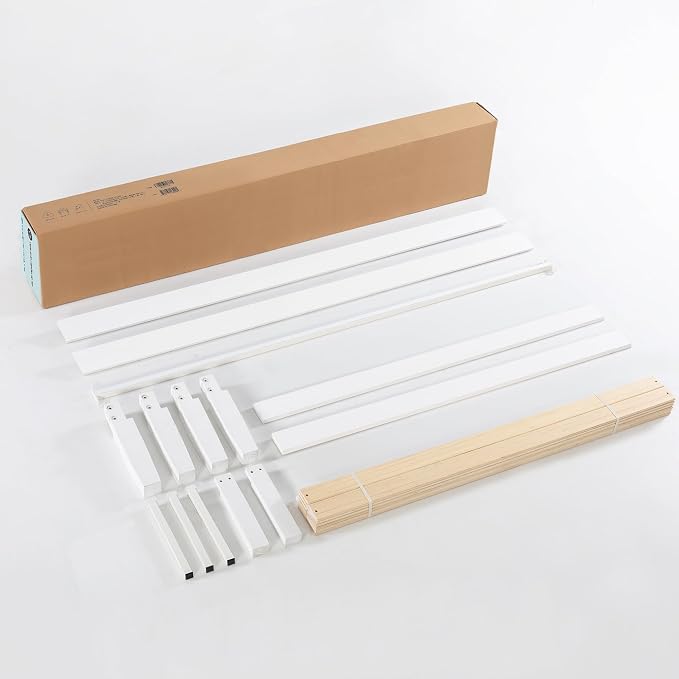 Mellow Naturalista Classic 16 Inch Solid Wood Platform Bed with Wooden Slats, White, King