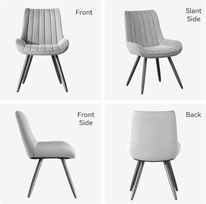 Dining Chairs Set of 2, Mid Century Modern Kitchen Chairs with Soft Cushion, Comfortable Upholstered Fabric Dining Room Chairs for Kitchen, Light Grey