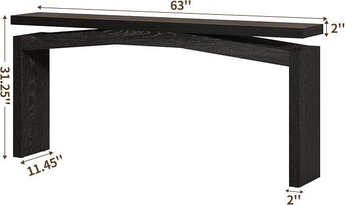 Epecoya 63-Inch Black Console Tables for Entryway, Wooden Sofa Console Table Behind Couch Mid Century, Entryway Console Tables for Living Room, Entry Way, Hallway, Black
