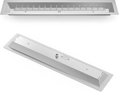 Stanbroil 36" x 6" Drop-in Fire Pit Pan with Jet Burner, Upgraded Stainless Steel Fire Table Pan for Higher Flame, 65k BTU Max, Linear